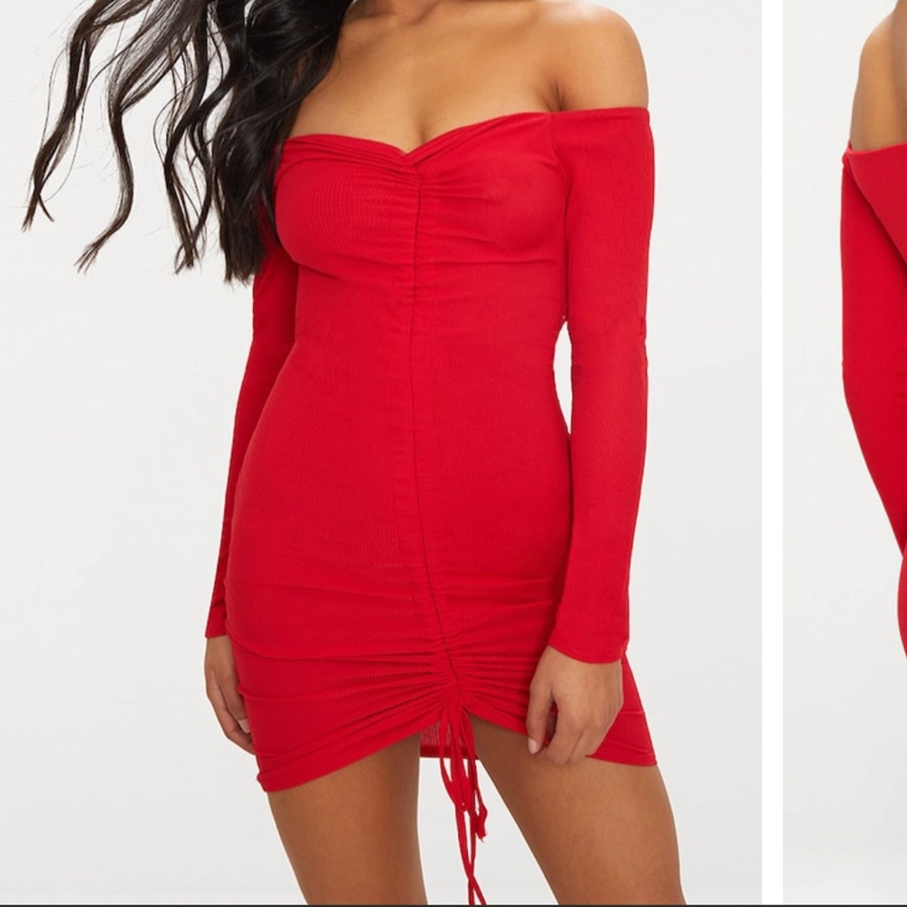 Pretty little thing red body con dress **like new, worn once**